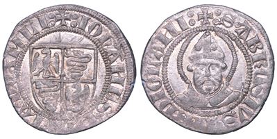 Giovanni Maria Visconti, Soldo, 1402-1412, Scudo inquartato con aquila e biscia