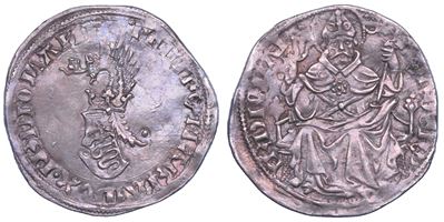 Filippo Maria Visconti, Soldo con scudetto e Sant'Ambrogio