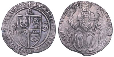 Francesco I Sforza, Grosso (1450-1466) con iniziali non coronate
