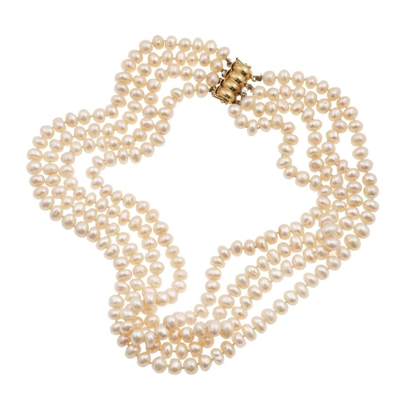 Collana a più fili di perle d’acqua dolce  - Asta Gioielli - Cambi Casa d'Aste