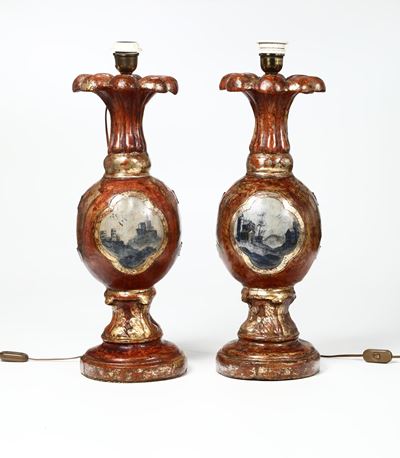 Lumi in legno intagliato e dipinto, XVIII secolo