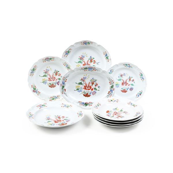 Nove piatti Doccia, Manifattura di Lorenzo Ginori, 1770 circa 