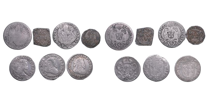 MILANO. CARLO VI D'ASBURGO, 1707-1740. Lotto di sette monete.  - Auction Numismatics - Cambi Casa d'Aste