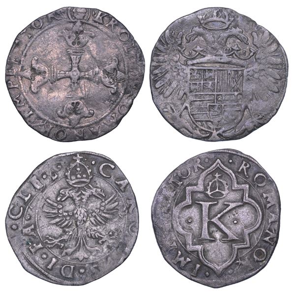 MILANO. CARLO V D'ASBURGO, 1535-1556. Lotto di due monete.