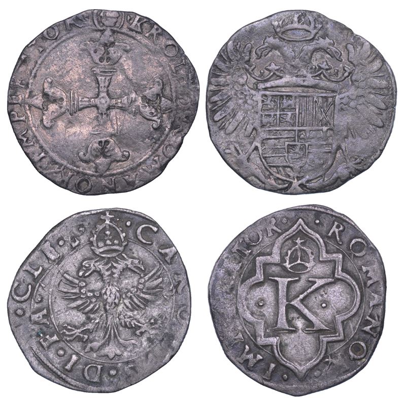 MILANO. CARLO V D'ASBURGO, 1535-1556. Lotto di due monete.  - Asta Numismatica - Cambi Casa d'Aste