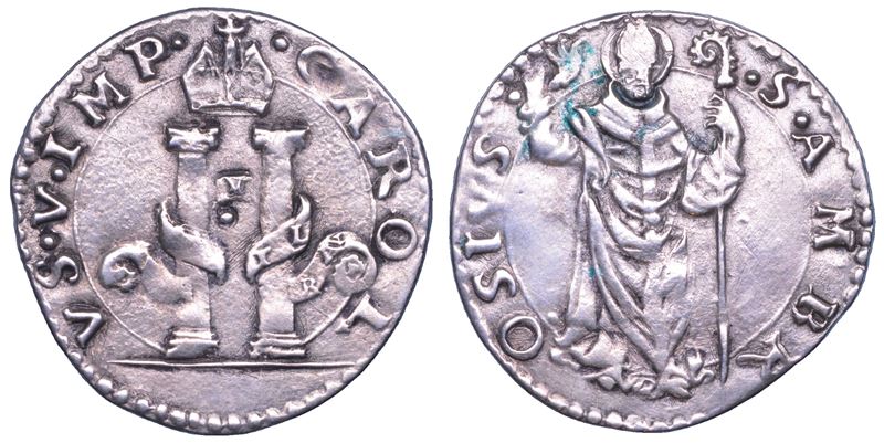 MILANO. CARLO V D'ASBURGO, 1535-1556. Denaro da 8 Soldi.  - Asta Numismatica - Cambi Casa d'Aste