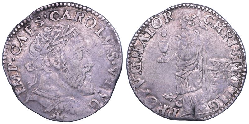 MILANO. CARLO V D'ASBURGO, 1535-1556. Denaro da 10 Soldi.  - Asta Numismatica - Cambi Casa d'Aste