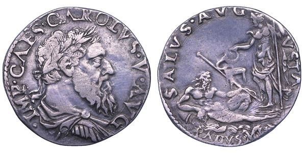 MILANO. CARLO V D'ASBURGO, 1535-1556. Denaro da 25 Soldi.
