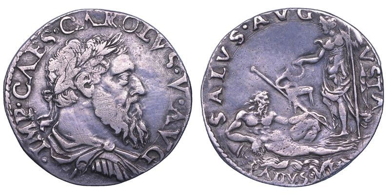 MILANO. CARLO V D'ASBURGO, 1535-1556. Denaro da 25 Soldi.  - Auction Numismatics - Cambi Casa d'Aste