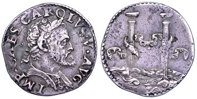 CARLO V D'ASBURGO, Quarto di Scudo d'argento, 1535-1556