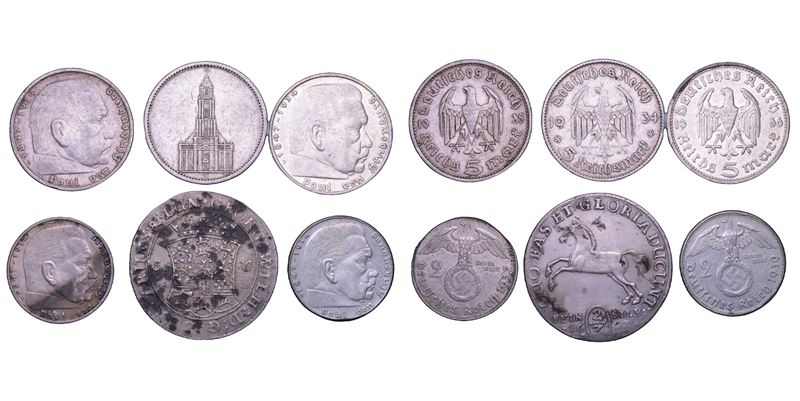 GERMANIA, ANTICHI STATI E TERZO REICH. Lotto di sei monete.  - Asta Numismatica Light - Cambi Casa d'Aste