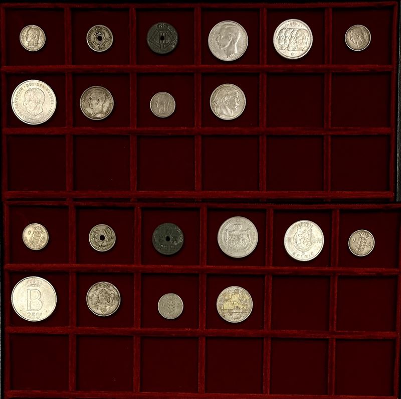 BELGIO E LUSSEMBURGO. Lotto di dieci monete.  - Auction Light Numismatics - Cambi Casa d'Aste