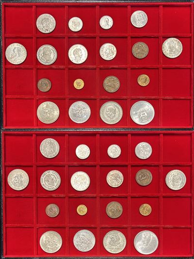 Messico, Lotto di diciotto monete (argento e varie tipologie)