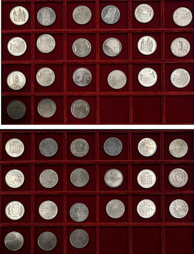 Svizzera, Lotto di 21 monete commemorative da 5 franchi svizzeri (Cu/Ni)