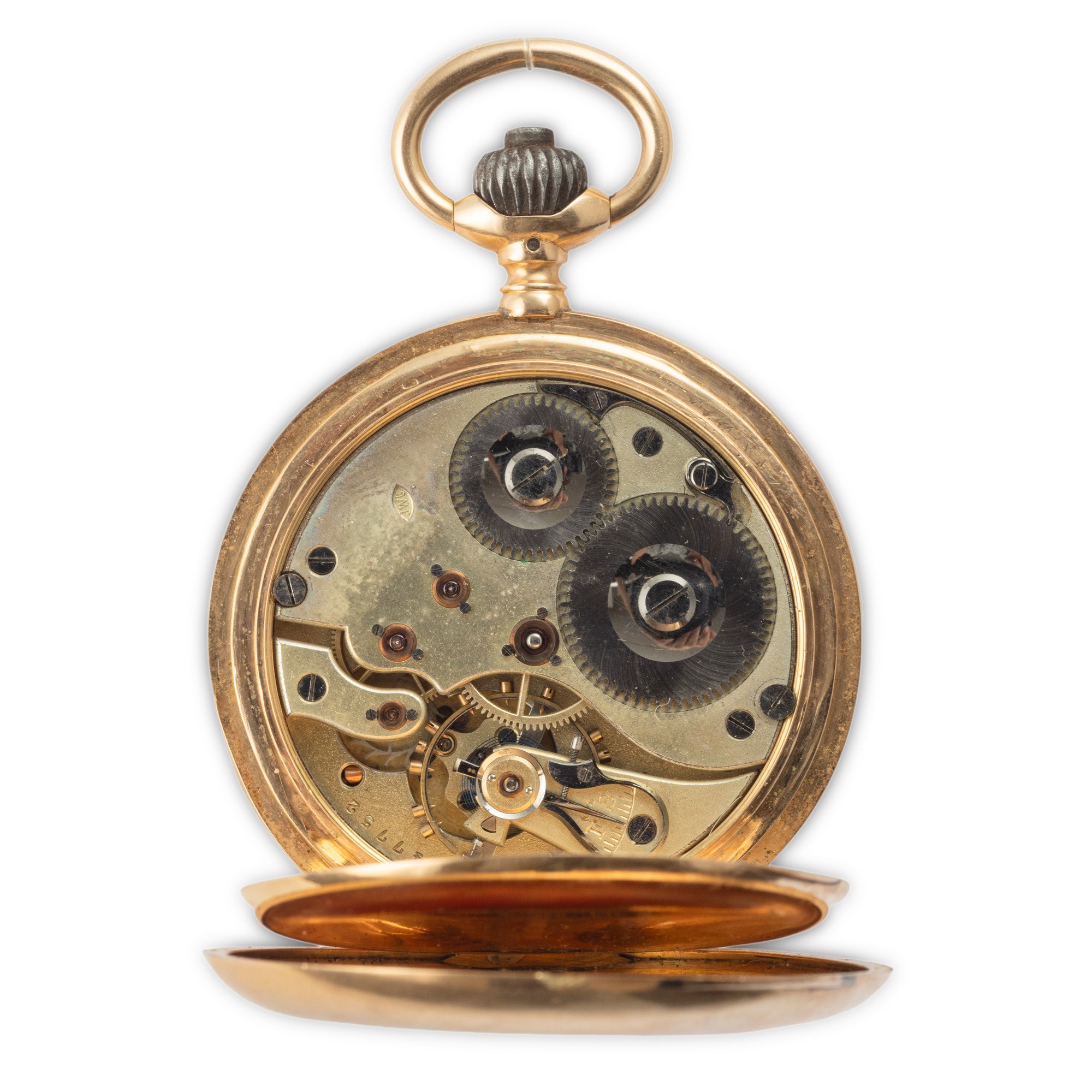 International Watch & Co. - Savonetta in oro giallo 18k con quadrante in smalto bianco e numeri r...