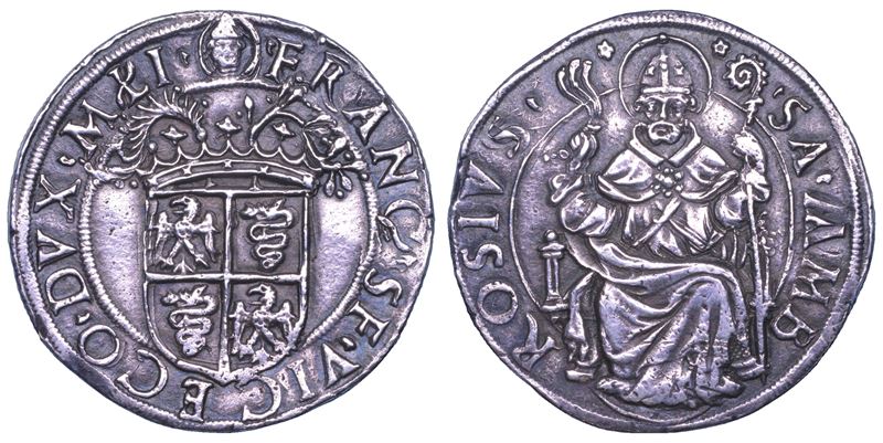 MILANO. FRANCESCO II SFORZA, 1521-1535. Testone.  - Auction Numismatics - Cambi Casa d'Aste