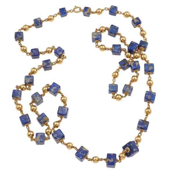 Sodalite and gold sautoir