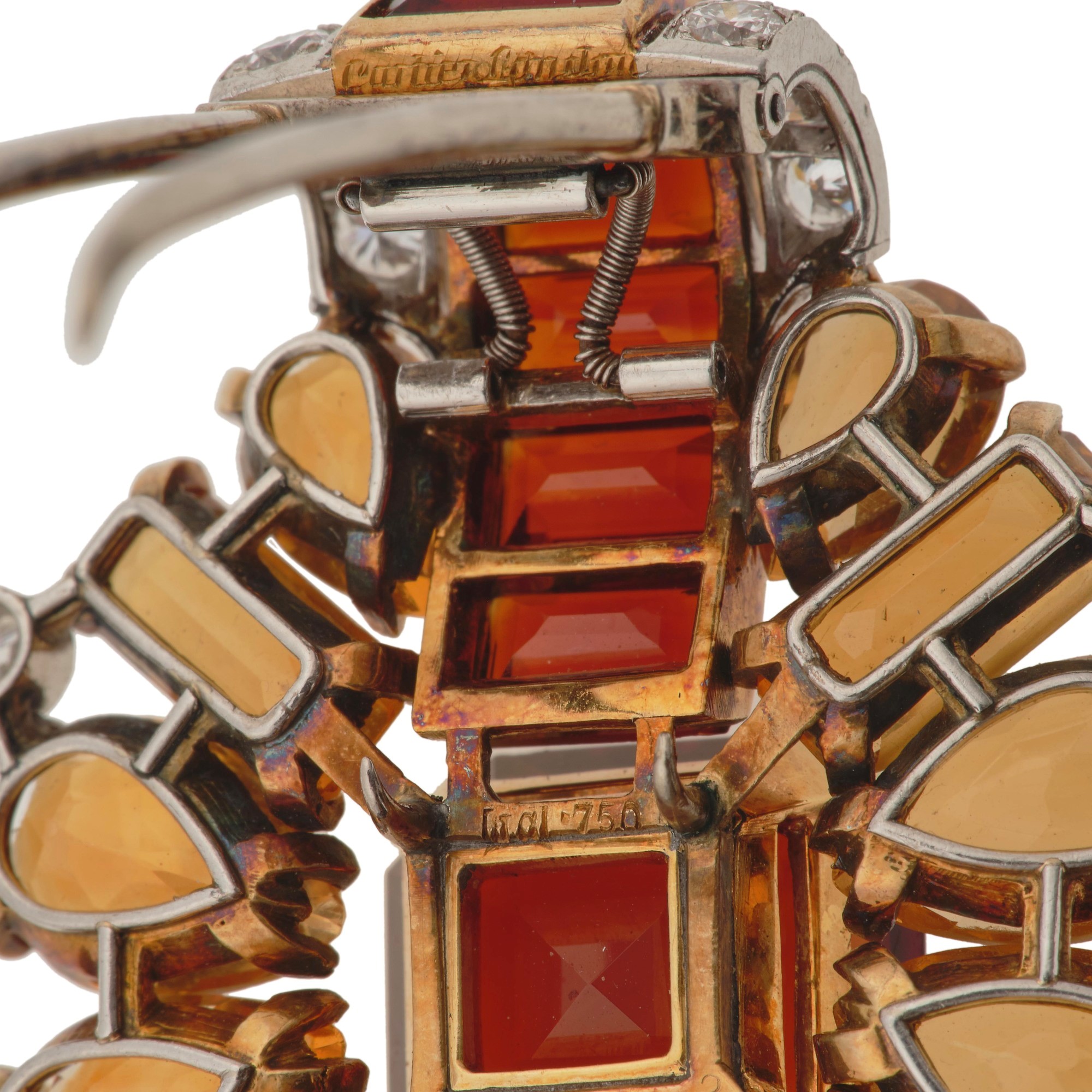 Cartier London. Clip con Diamanti e Quarzi Citrini