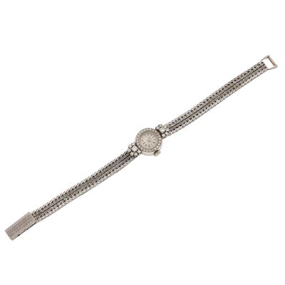 Longines, Orologio da polso per signora con montatura in oro bianco 750/1000 e piccoli diamanti