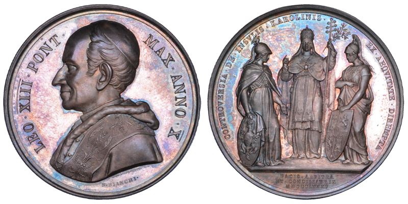 ROMA. LEONE XIII (Vincenzo Gioacchino Luigi Pecci), 1878-1903. Medaglia annuale in argento 1887/A. X. Soluzione della controversia per le Isole Caroline.  - Asta Numismatica - Cambi Casa d'Aste