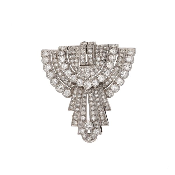 Old-cut diamond and gold clip brooch
