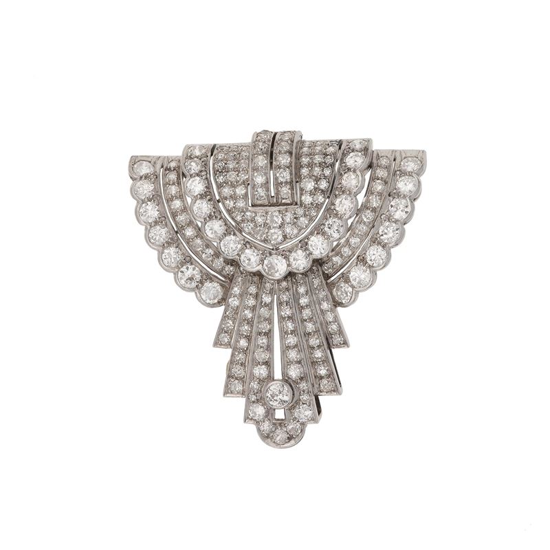 Clip con diamanti di vecchio taglio  - Asta Fine Jewellery - Cambi Casa d'Aste