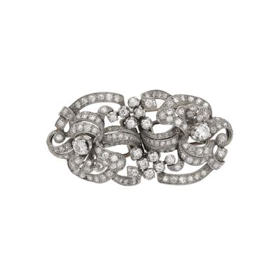 Spilla Douette con Diamanti Taglio Rotondo e Taglio Huit-huit
