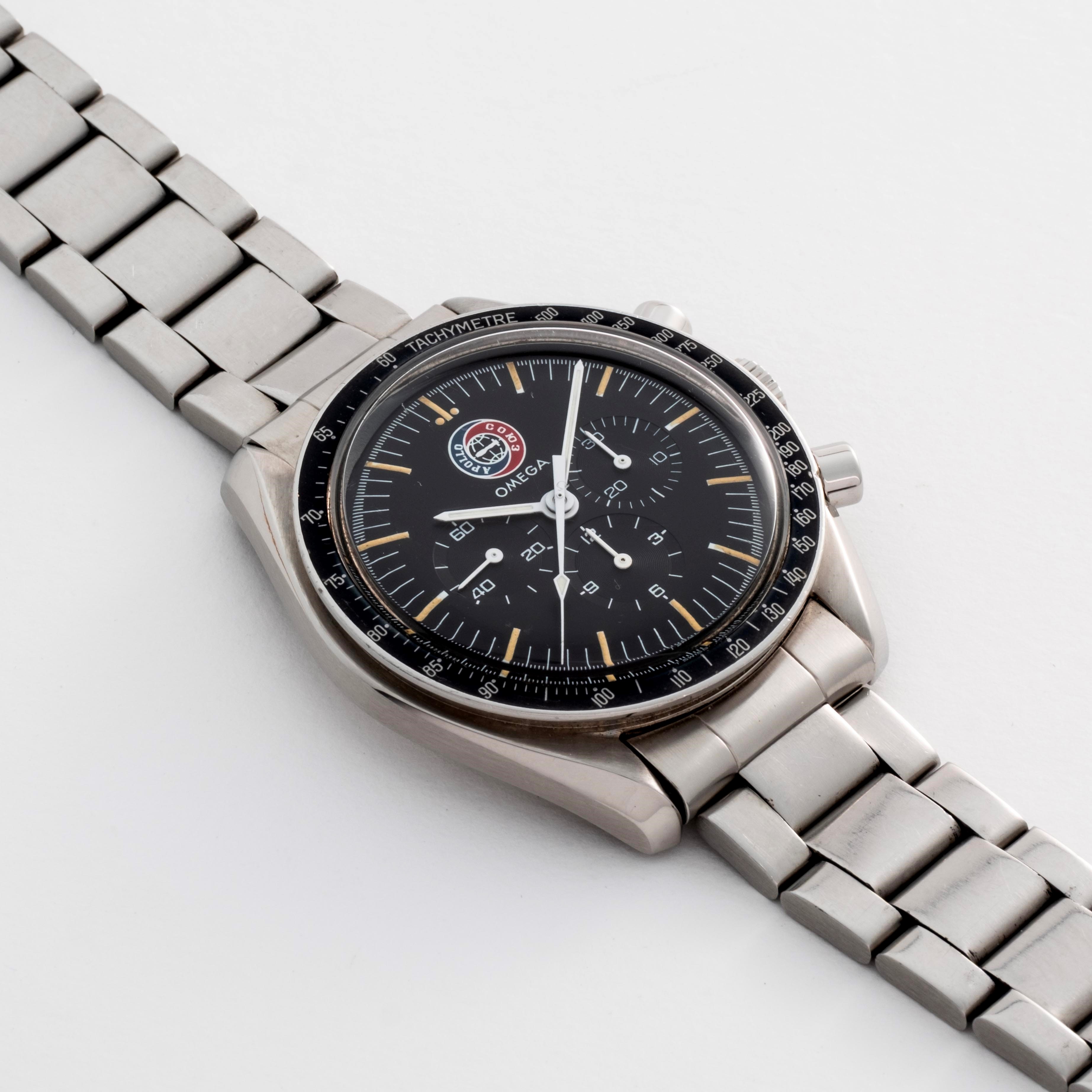 Omega - Speedmaster “Apollo Soyuz” ref. ST 145.0022, acciaio, quadrante nero con emblema (95/500 ...