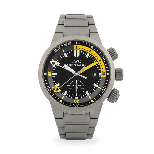IWC - GST Deep One ref. 3527 in titanio con profondimetro e ghiera girevole interna graduata, quadrante nero, con scatola e garanzia, circa 2000