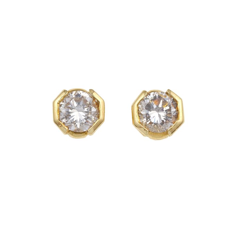 Pair of diamond and gold earrings  - Auction Jewels - Cambi Casa d'Aste