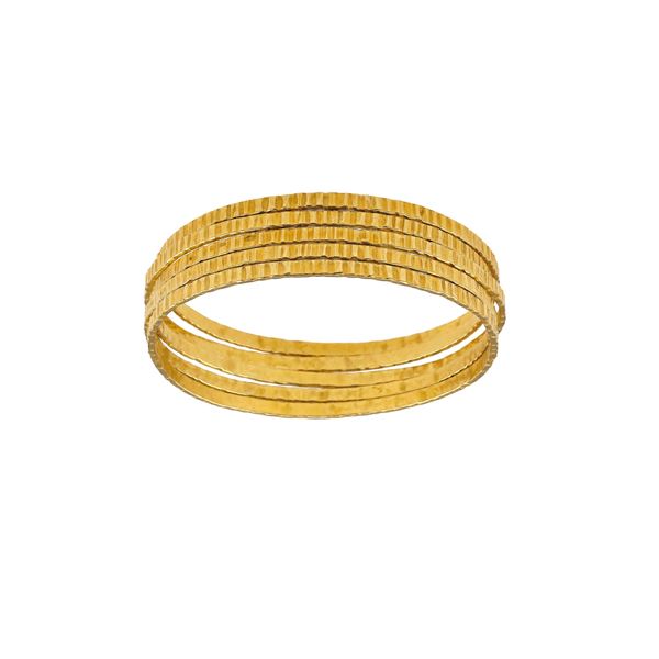 Five gold bangles. Signed Sforza. Fitted case