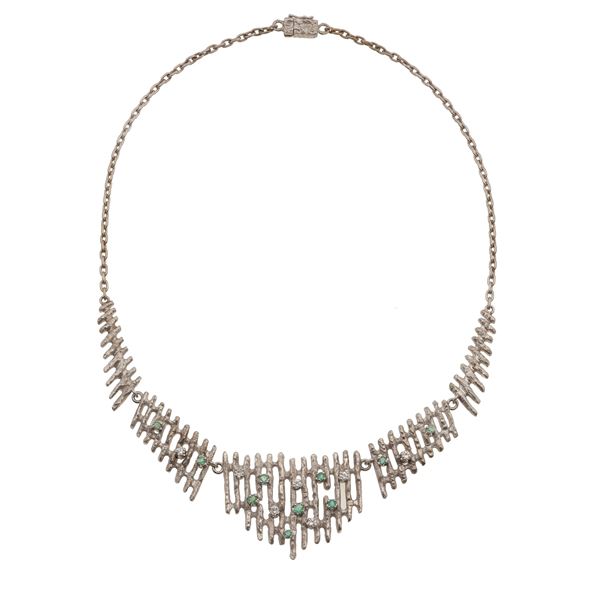 Diamond, emerald and gold necklace