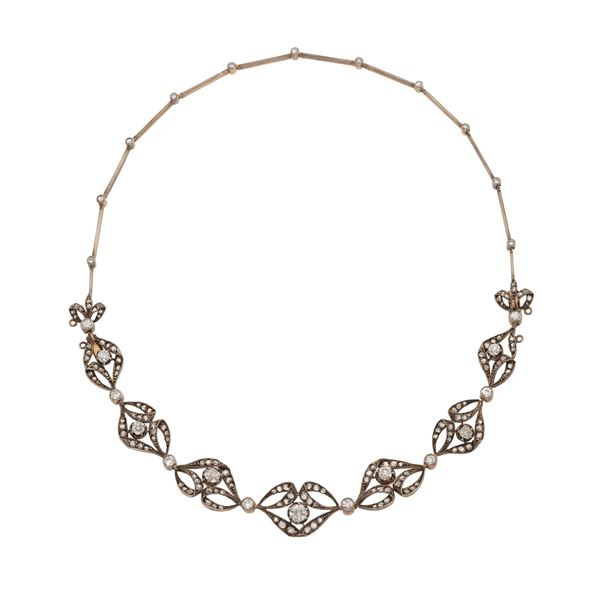 Girocollo con diamanti di vecchio taglio e rosette di diamante