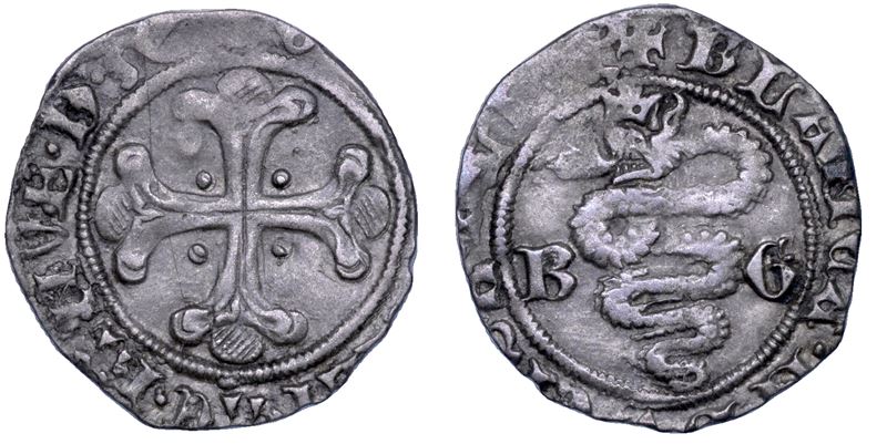 MILANO. GALEAZZO MARIA SFORZA e BIANCA MARIA VISCONTI, 1466-1468. Sesino.  - Auction Numismatics - Cambi Casa d'Aste
