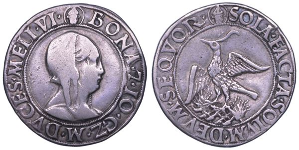 MILANO. GIAN GALEAZZO MARIA SFORZA - REGGENZA DI BONA DI SAVOIA, 1476-1480. Testone (o Grosso da 20 Soldi).