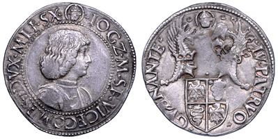 Gian Galeazzo Maria Sforza, Testone (Grosso da 20 Soldi) - Reggenza di Ludovico Maria Sforza, 148...