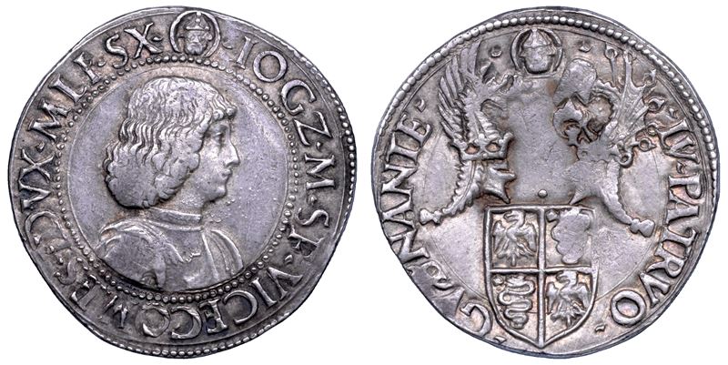 MILANO. GIAN GALEAZZO MARIA SFORZA - REGGENZA DI LUDOVICO MARIA SFORZA, 1480-1494. Testone (o Grosso da 20 Soldi).  - Auction Numismatics - Cambi Casa d'Aste