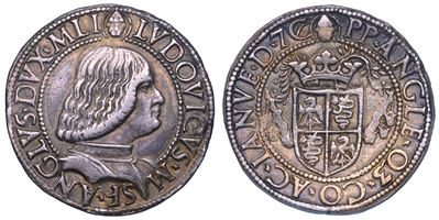 Ludovico Maria Sforza (detto il Moro), Testone (o Grosso da 20 Soldi), 1494-1499