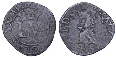 Ludovico Maria Sforza (detto il Moro), Trillina, 1494-1499, oro, diam. mm 15,87