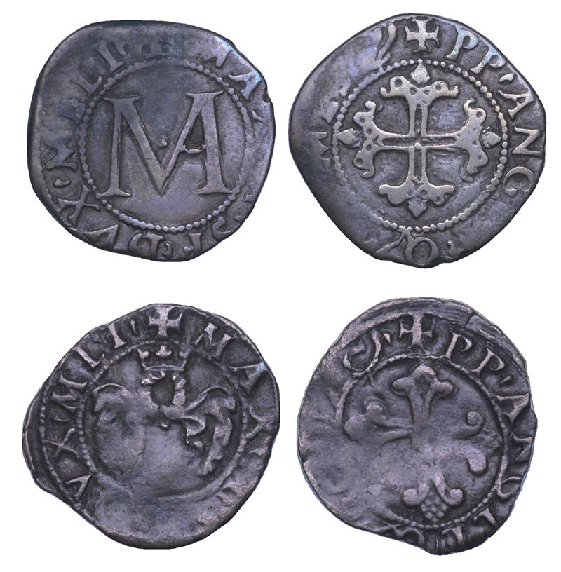 MILANO. MASSIMILIANO MARIA SFORZA, 1512-1515. Lotto di due monete.  - Auction Numismatics - Cambi Casa d'Aste