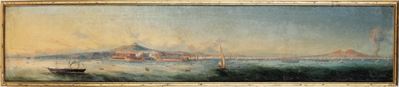Veduta del golfo di Napoli, olio su tela