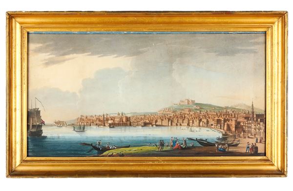 Pittore del XIX secolo Veduta del golfo di Napoli