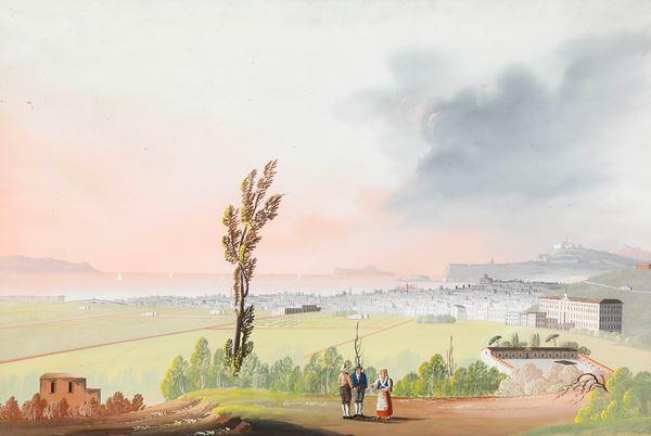 Pittore del XIX-XX secolo Veduta di Napoli dal Campo