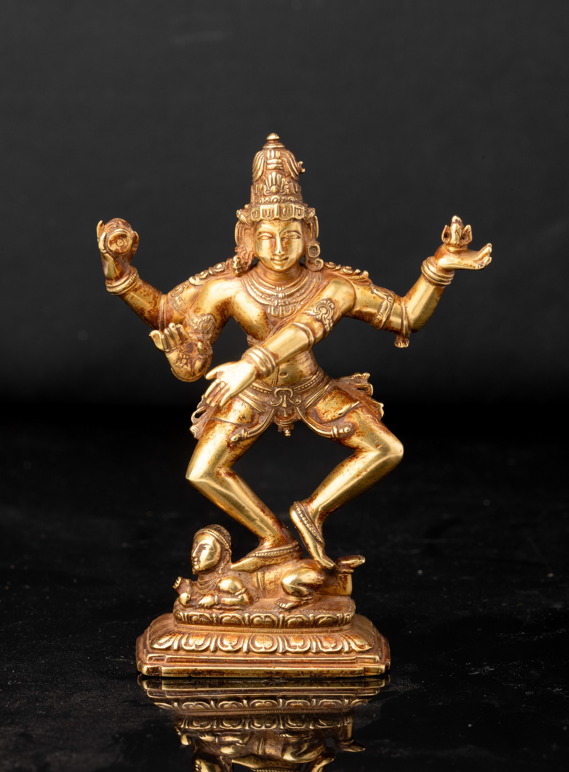 India, Shiva Nataraja “danzatore cosmico”, figura in oro 24 Kt, fine XVIII secolo