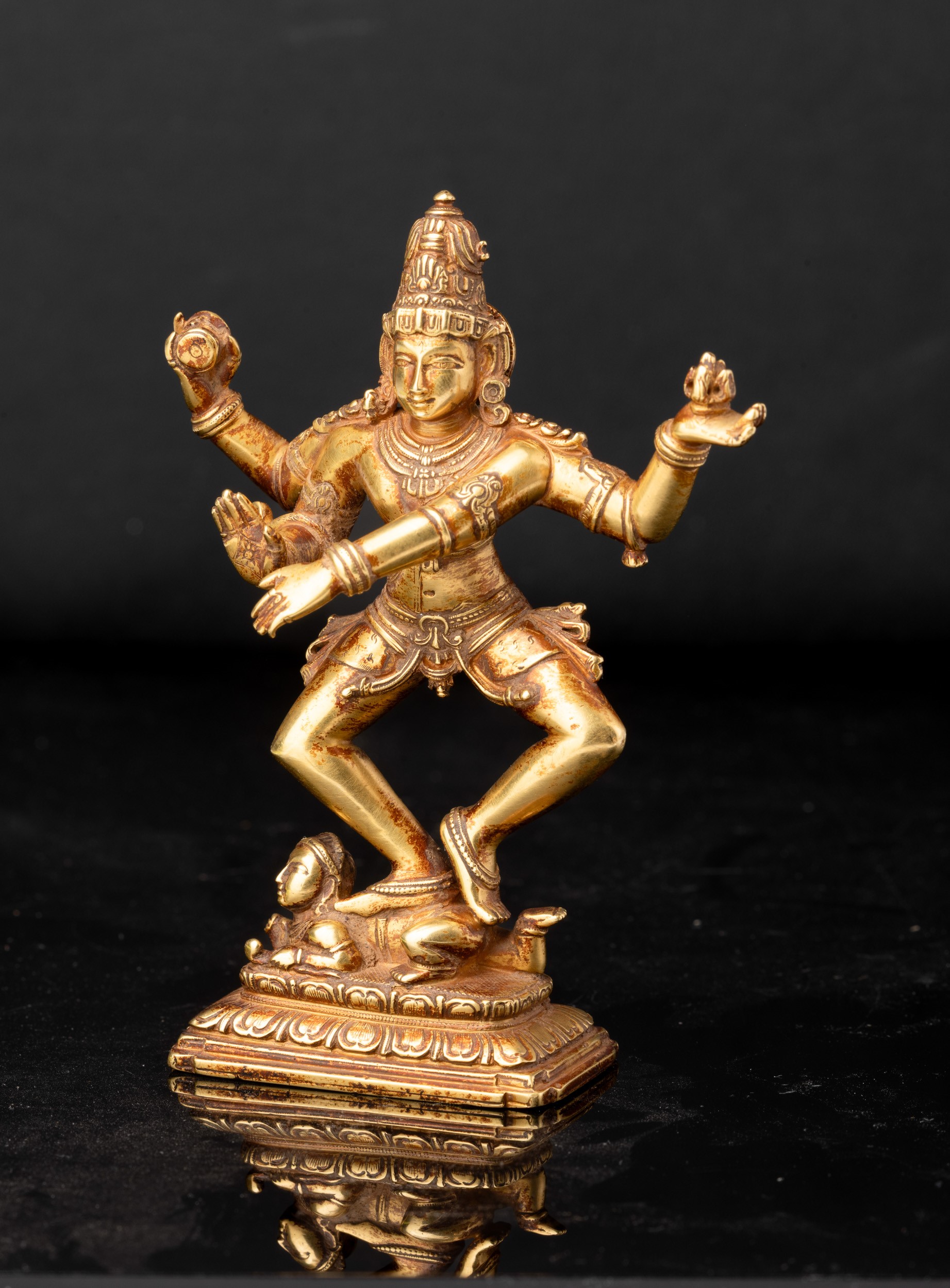 India, Shiva Nataraja “danzatore cosmico”, figura in oro 24 Kt, fine XVIII secolo