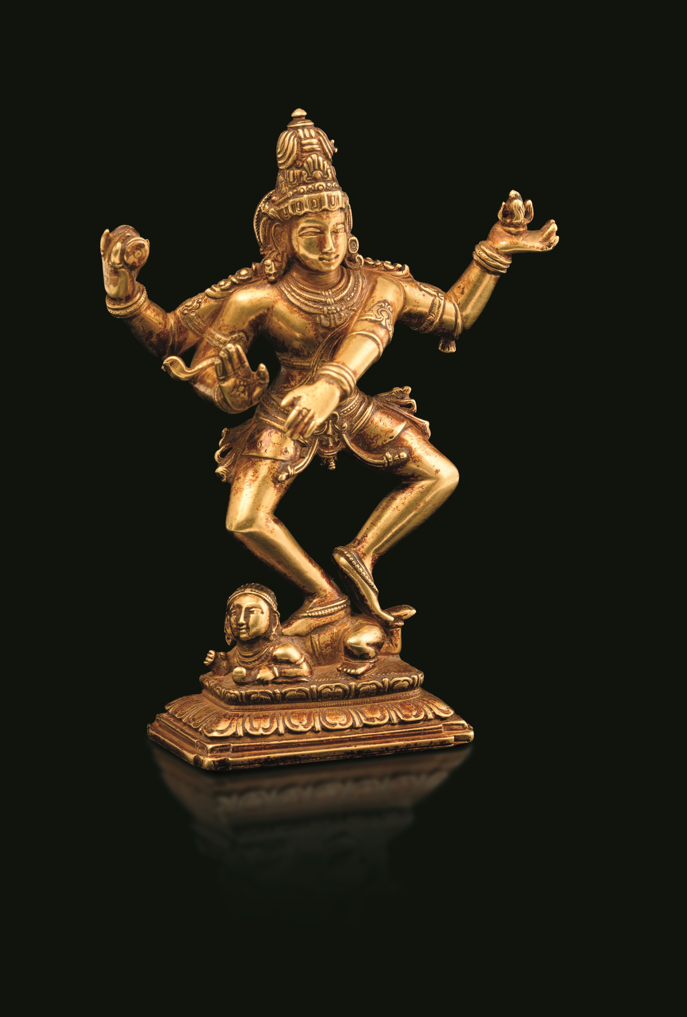 India, Shiva Nataraja “danzatore cosmico”, figura in oro 24 Kt, fine XVIII secolo