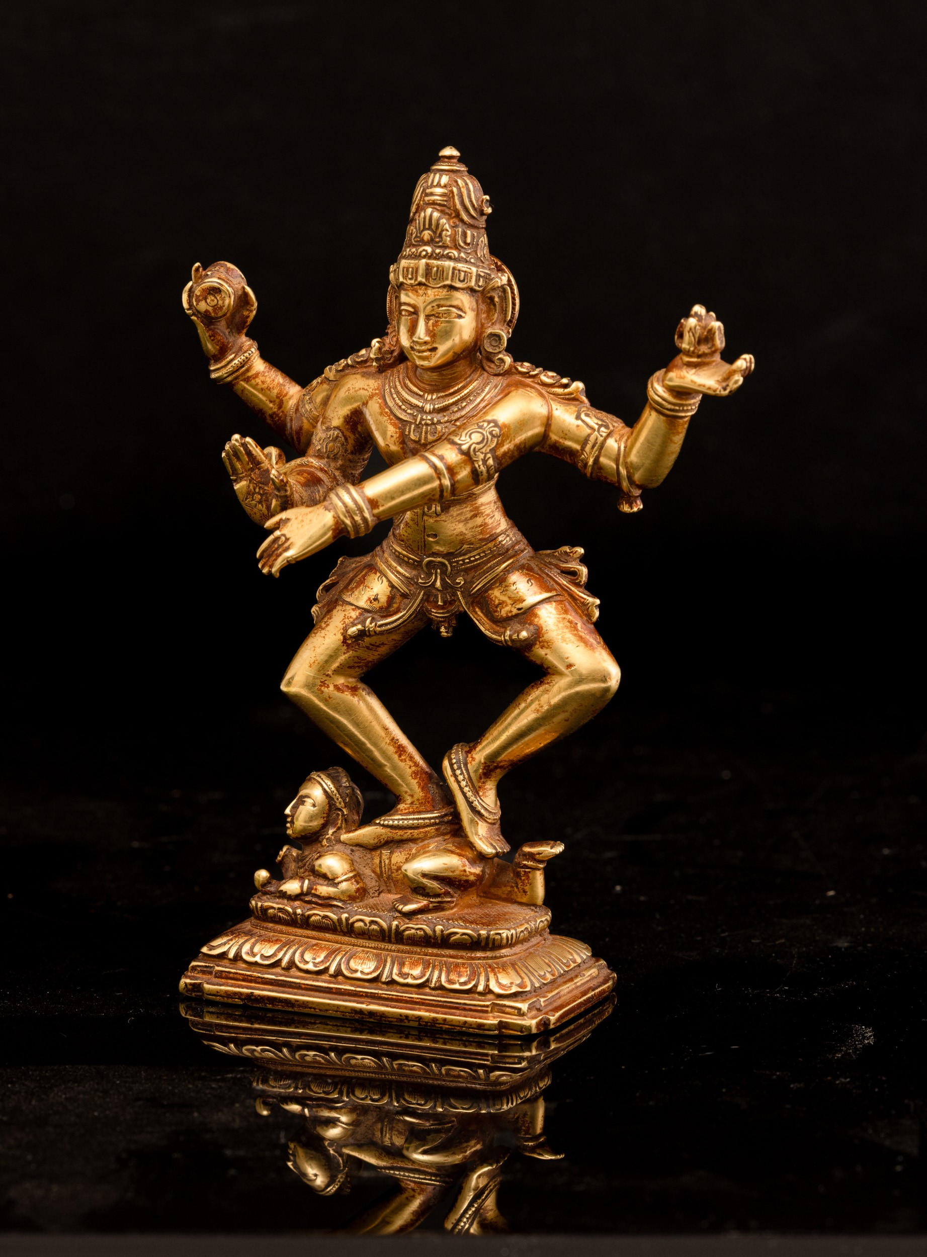 India, Shiva Nataraja “danzatore cosmico”, figura in oro 24 Kt, fine XVIII secolo