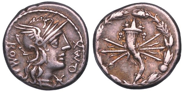 FABIA. Q. Fabius Maximus Eburnus, 127 a.C. Denario.