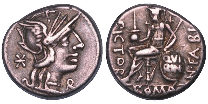 FABIA. Numerius Fabius Pictor, 126 a.C. Denario.