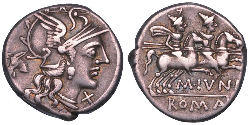 JUNIA. M. Junius Silanus, 145 a.C. Denario.